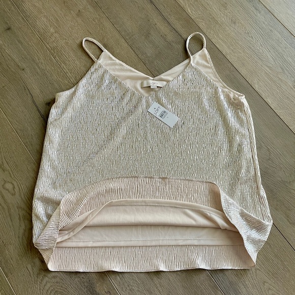 ANN TAYLOR LOFT Metallic Shine Womens tank top SIZE XS - NWT Pink Buff Color - Picture 9 of 14